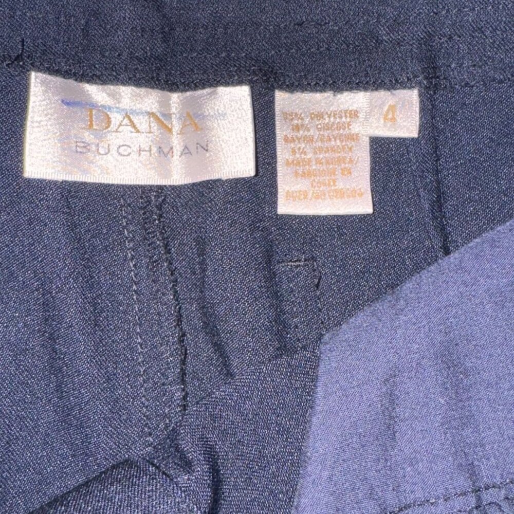 Dana Buchman Womens Navy Blue Denim Pants Size 4 Classic Fit 100% Cotton - Picture 2 of 7